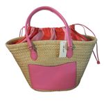 On 34th Pink Isabella Straw Tote Bag Photo 1