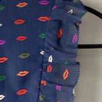 J.Crew 100% SILK WO DRESS SIZE 0 FLOUNCY RUFFLED DRESS NAVY WITH COLORED… Photo 9