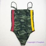 NEW Triya Camo Camouflage side stripe maio one piece swimsuit, size XS Green Photo 2