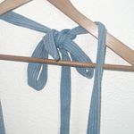 We Wore What  Blue New Without Tag Tie Halter Ribbed Bra Top Photo 2