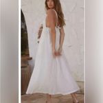 Free People NWT  C'est Bon Midi Dress White Ivory Gauzy Beaded Ties Photo 1