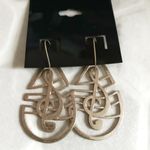 Golden Treble Clef Teardrop Dangle Earrings Gold Photo 2