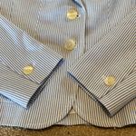 Talbots Cotton Blazer Jacket 2 Button White Blue Stripe Sz 2 Photo 2