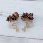Vintage Screw Back Earrings Brown Natural Vibes Boho Photo 6