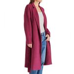 Steve Madden Womens Belted Long Coat Size XS Purple Textured Winter Chic Cozy Photo 1