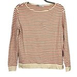 ZARA Long Sleeve Stripe Knit Boat Neck Lightweight Sweater Top S Red Cream #3280 Photo 0