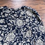 vintage • 90s floral quilted jacket navy cream rayon cropped JSJ Petites boho Photo 7