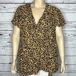 City Chic  XXL/24 Animal Print Surplice V-Neck Faux Wrap Blouse Top w/ Tie Belt Photo 0