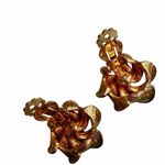 Vintage Gold Tone Ribbon Bow Clip Earrings Photo 5