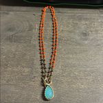 Turquoise and Orange Beaded Toggle Necklace Blue Photo 1