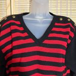 Vintage Amy Jess 1990s Y2K Red Black Striped Vneck Terrycloth Sweater Medium Photo 5