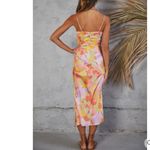 RUNAWAY THE LABEL  REVOLVE Tammy Maxi Dress Orange Pink‎ Medium V Neck Front Slit Photo 5