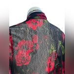 Ember Floral Rose Open Front Sheer Mesh Kimono Cardigan Size M Black Size M Photo 4