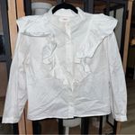 XiRENA Callie Blouse long sleeve ruffle button down shirt poplin White Photo 1