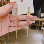 Moon Planet Long Tassel Dangle Drop Earrings for Women Gold Photo 2