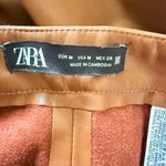 ZARA  Faux Leather Pants Brown High Rise Stretch Fit Slim Silhouette Sz M (Flaw) Photo 9