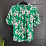 Sienna Sky  3/4 Sleeve Green & Cream Floral Mock Neck Blouse Shirt Sz S EUC Photo 0
