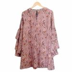 Lulus Day Date Mauve Floral Print Tiered Flounce Sleeve Mini Dress Size Medium Pink Photo 1