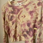 BP  Cropped Top Long Sleeve Tie-Dye Yellow Pink Purple Casual Ribbed Neutral Photo 2