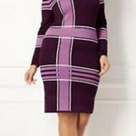 Eva Mendes New York & Co | Sweater Dress Bodycon Purple Burgundy Plaid Size XS Photo 0