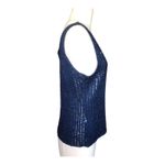 Sigrid Olsen Women’s Double V-neck Sequin Navy Blue Special Occasion Tank Med Photo 4