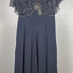 J Kara Maxi Dress with Beaded Overlay Blue Size 4 Photo 0