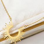Gold Spiked Sun Ray Necklace - Celestial Pendant - Minimalist Design - Elegant Photo 0