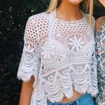 White Lace Crop Top Size M Photo 0