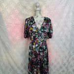 Alexia Admor  Floral Satin V-neck Puff Sleeve Midi Dress Size‎ 6 NWT Photo 6