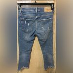 ZARA  Women’s Embroidered Floral Fringe Distressed Denim Jeans Sz 4 Cotton Blend Photo 1