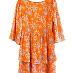 Pink Lily  Morning Mimosas Tiered Floral Mini Dress Orange Blue Pink Medium‎ Photo 5