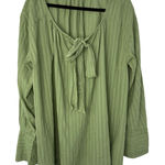 We The Free Free People  Big Bow Pullover XL Green Gauze Peasant Blouse Boho Photo 0