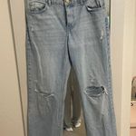 ZARA Light Wash Distressed Straight Jeans Photo 0