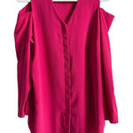 Chico's Women’s Size 2 (M) Cold Shoulder Button Front Top Blouse Raspberry Rush Photo 0