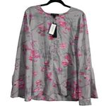 Banana Republic Long-Sleeve Tristan Slit Bell Sleeve Fog Grey Pullover Large NWT Photo 0