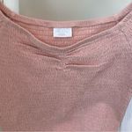 Abound Womens Lettuce Edge Trim Shirred Smocked Off-the-Shoulder Crop Top SZ S Photo 2