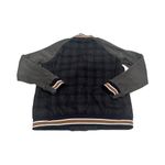 Hem & Thread HEM‎ & THREAD Blue Gray Floral Bomber Jacket Size Large Button Up Photo 1