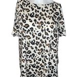 Banana Republic Leopard Print Short Sleeve Tee EUC Black Ivory Animal Print Photo 1