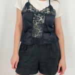 vtg delicate lace black cami lingerie top spaghetti strap approx s Photo 3