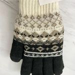 Jenni  Fair Isle Design Plush Lined Gloves Black/Ivory One Size O/S Photo 2