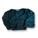 Abercrombie & Fitch Dark Green Long Sleeve Smocked Waist Top Size Small V Neck Photo 2