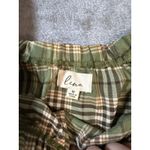NWOT Lena Size Medium Women Balloon Puff Sleeve Short Sleeve Plaid Crop Top Green Photo 3