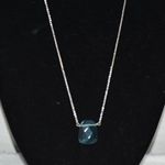 Avon RL Stainless Steel Beveled Blue Pendant Link Chain Like New Necklace Silver Photo 0