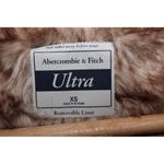 Abercrombie & Fitch Ultra Navy Blue Brown Fur Lined Hooded Jacket Coat Size XS Photo 2