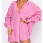 White Fox Boutique Pink Crinkled Take Me Out Blouse Photo 1