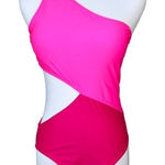 SheIn  One‎ Shoulder Hot Pink Cut Out Swim 1pc Swimsuit sz MEDIUM Photo 0