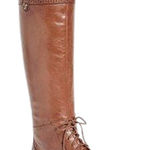 Sam Edelman  Perron Cap Toe Leather Riding Boots Women's 6.5M Brown Brogue Zip Photo 0