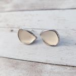 Vintage Stud Earrings Cream Concave Teardrop Photo 2