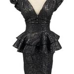 ARROGANT CAT NWT Dark Grey Metallic Multi Layered Jacquard Pencil Dress Size XS Gray Photo 0