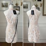 Pretty Little Thing NWT  White High Neck Lace Crochet Bodycon Mini Dress 4 Photo 1
